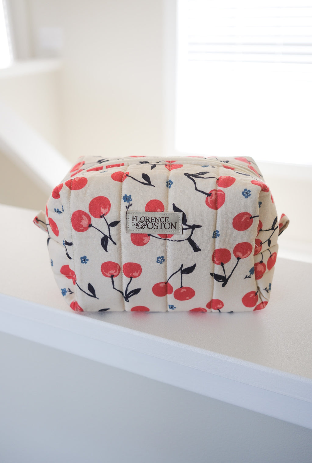 Cherry Cream | The Essential Quilted Boxy Makeup Bag