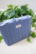 Navy Gingham | Large Book Bow Pouch