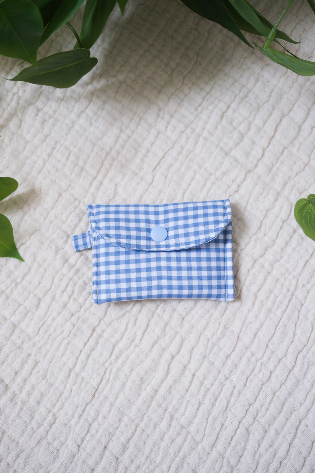 Blue Gingham | Pocket Snap Pouch | Airpod Pouch