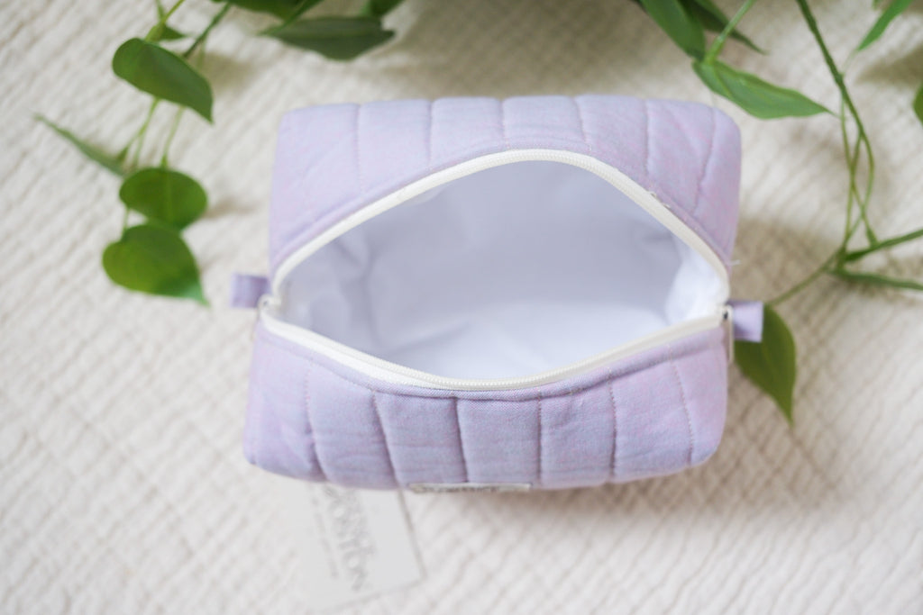 Watercolor Celeste | The Essential Quilted Boxy Makeup Bag