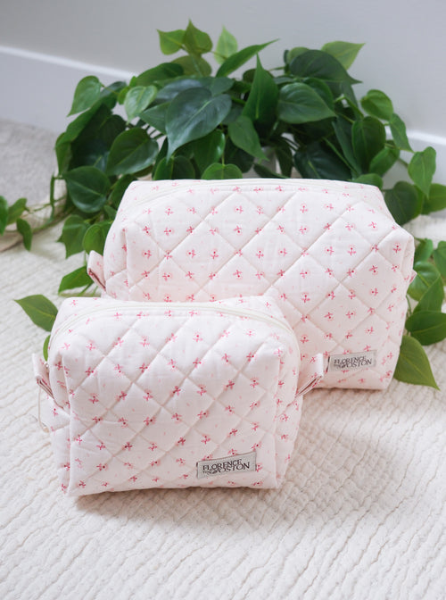 Berry and Sage Blooms | The Essential Quilted Boxy Makeup Bag