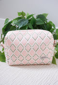 Rosy Floral Lattice | The Everything Quilted Boxy Makeup Bag