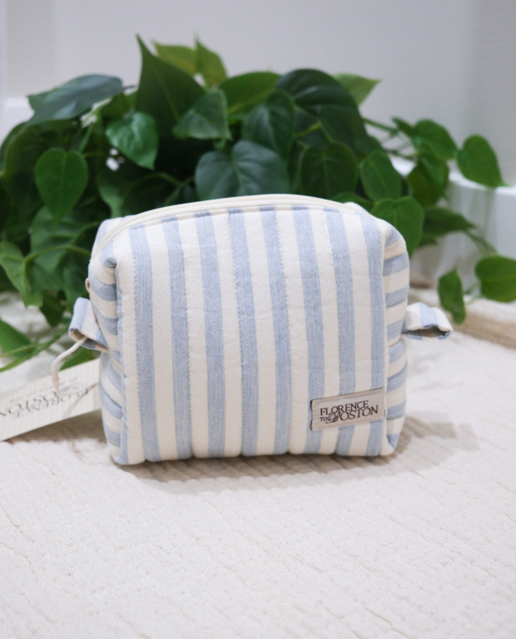 Blue Stripes | The Essential Quilted Boxy Makeup Bag