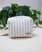 Blue Stripes | The Essential Quilted Boxy Makeup Bag