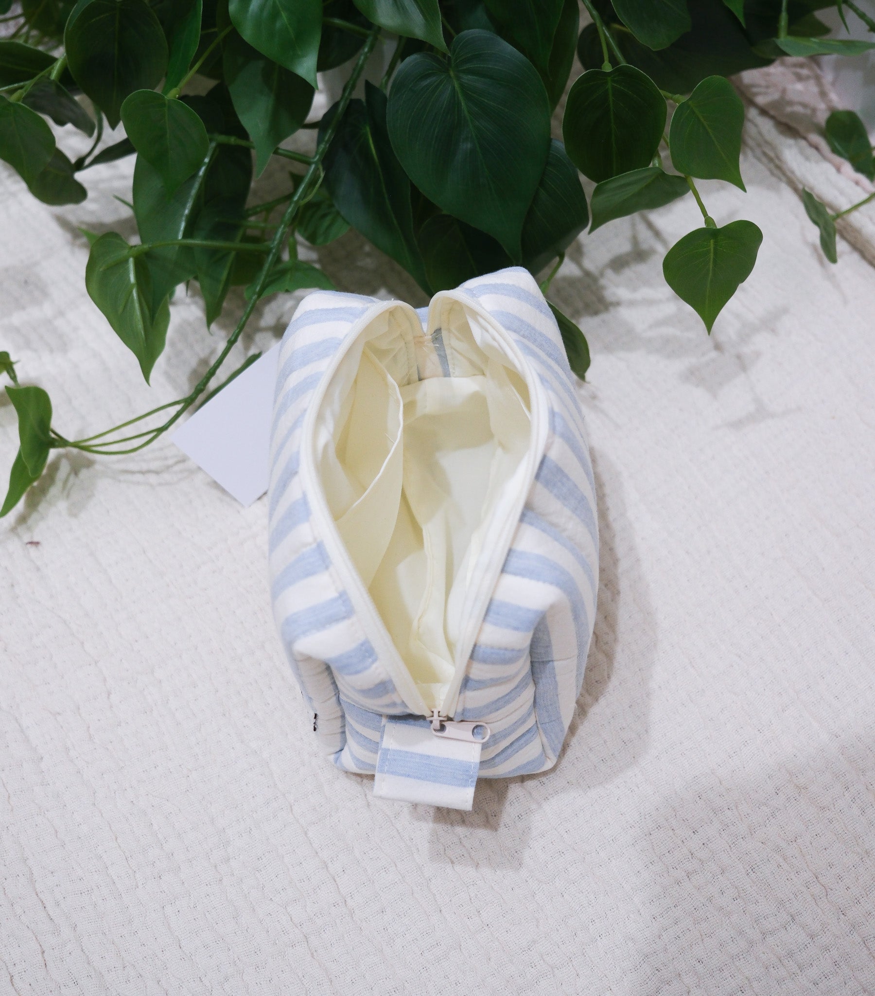 Blue Stripes | The Essential Quilted Boxy Makeup Bag