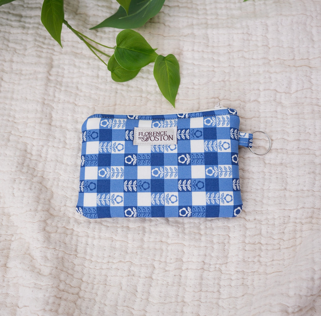 Cobalt Flower Plaid | Petite Zip Pouch