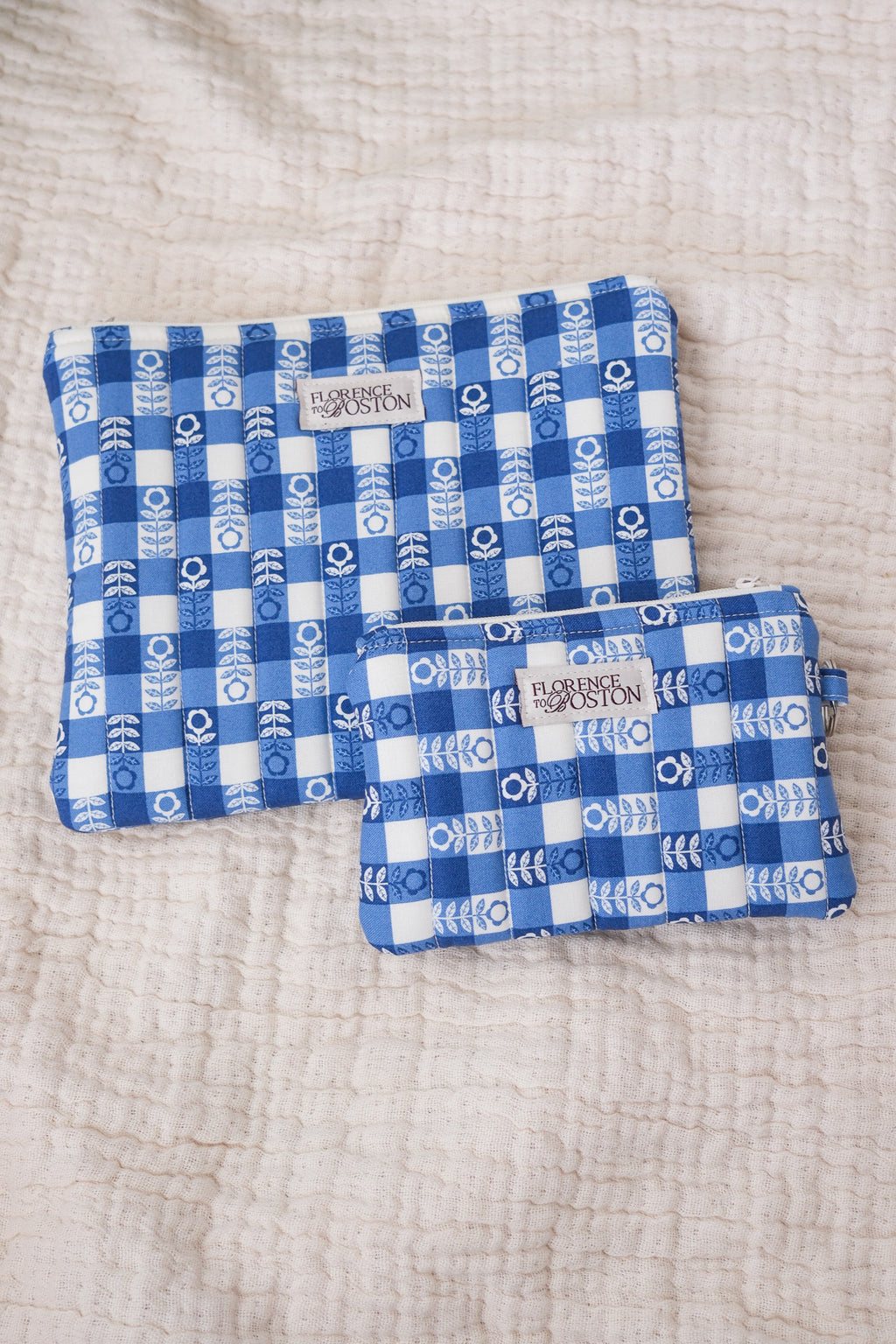 Cobalt Flower Plaid | Quilted Sleeve