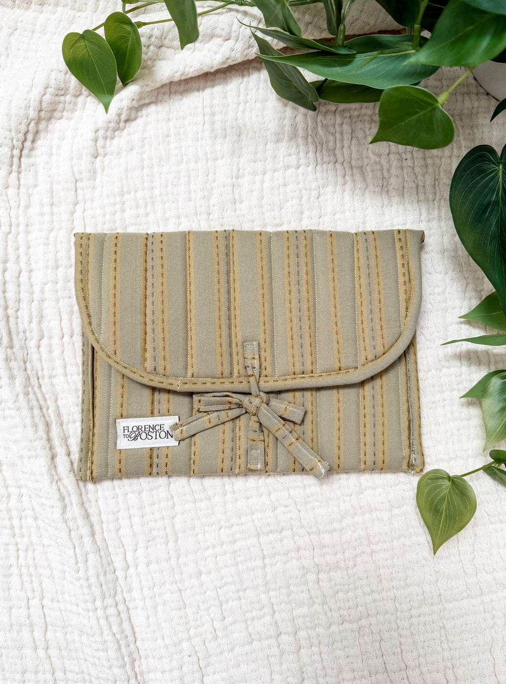 Stitch Stripe Sage | Lux Tie Pouch