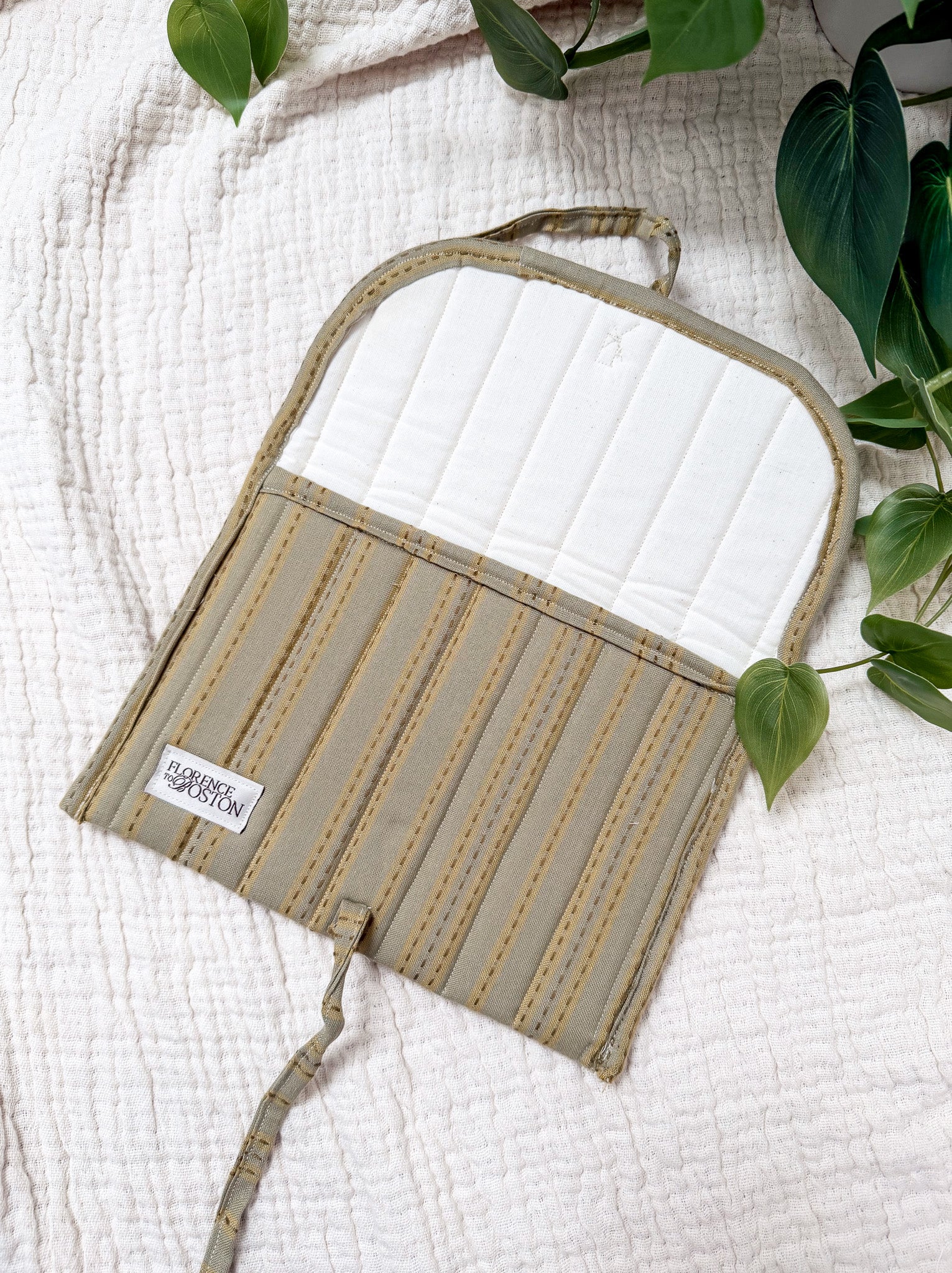Stitch Stripe Sage | Lux Tie Pouch