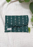 Daisy Woven Dark Fern | Lux Tie Pouch