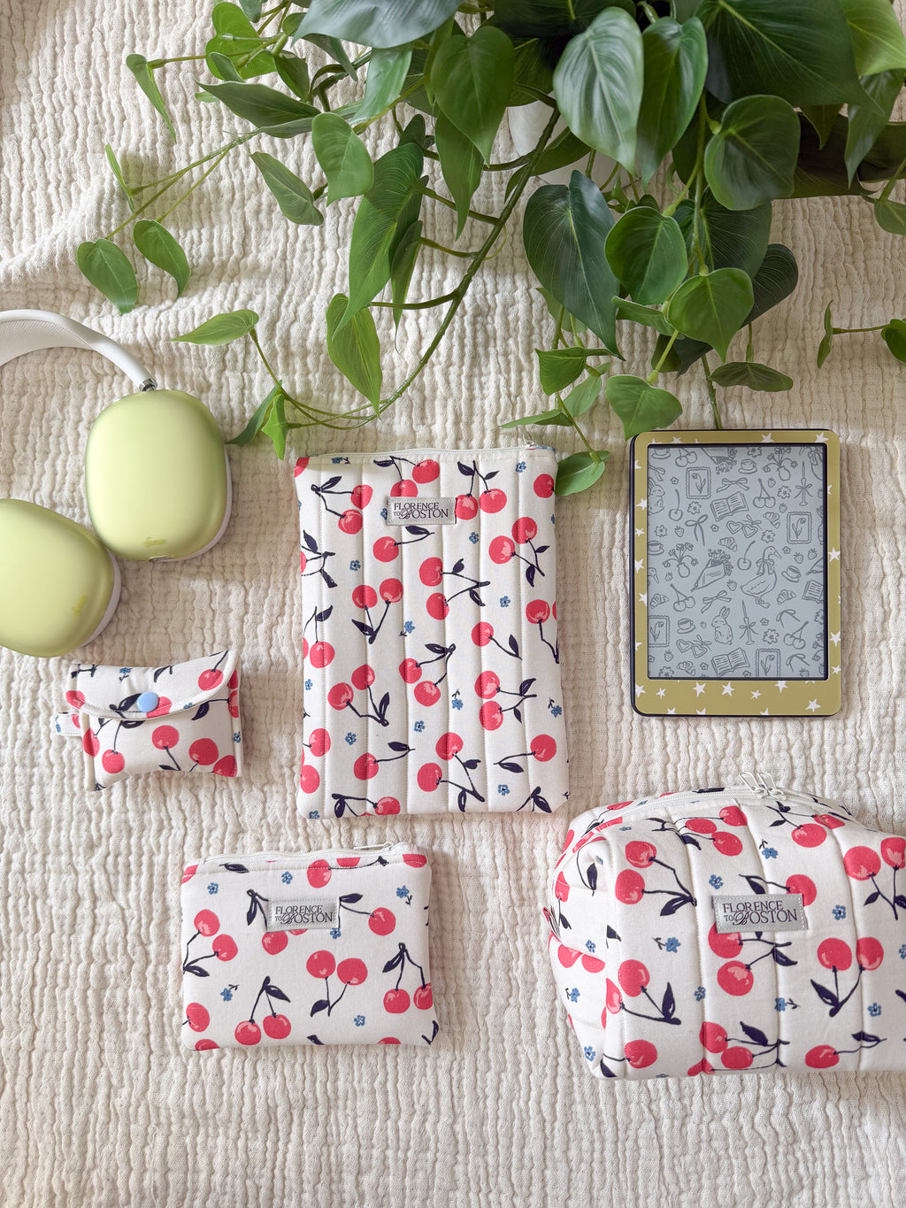 Cherry Cream | The Essential Quilted Boxy Makeup Bag